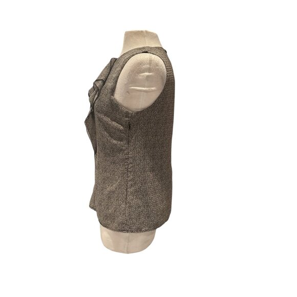 Covington Ruffle Front Sleeveless Blouse Women’s Size M Gray Black Herringbone P - Picture 3 of 8